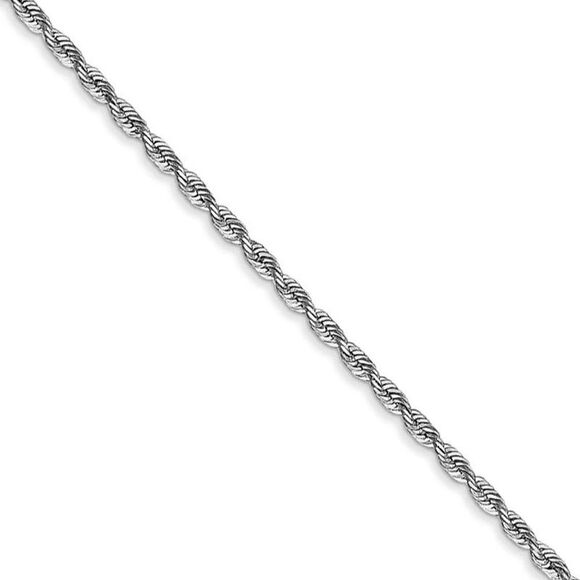 1.8mm 14k White Gold D/C Quadruple Rope Chain Necklace 24 Inch